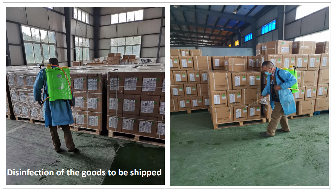 Disinfection of the goods to be shipped
